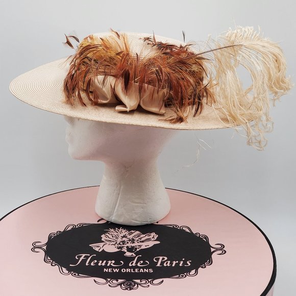 Fleur de Paris Boater\'s Straw Hat with Feathers main image 8